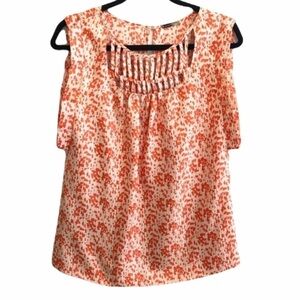 Loeffler Randall Dot Floral Print Silk Top 0